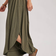 BOHEMIAN SIDE SLIT ROUNDED HEM WIDE LEG PANTS - La Dolce Vita Boutique