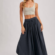 BOHEMIAN SIDE SLIT ROUNDED HEM WIDE LEG PANTS - La Dolce Vita Boutique