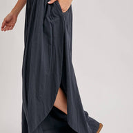 BOHEMIAN SIDE SLIT ROUNDED HEM WIDE LEG PANTS - La Dolce Vita Boutique