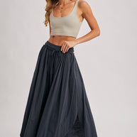 BOHEMIAN SIDE SLIT ROUNDED HEM WIDE LEG PANTS - La Dolce Vita Boutique