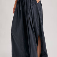 BOHEMIAN SIDE SLIT ROUNDED HEM WIDE LEG PANTS - La Dolce Vita Boutique