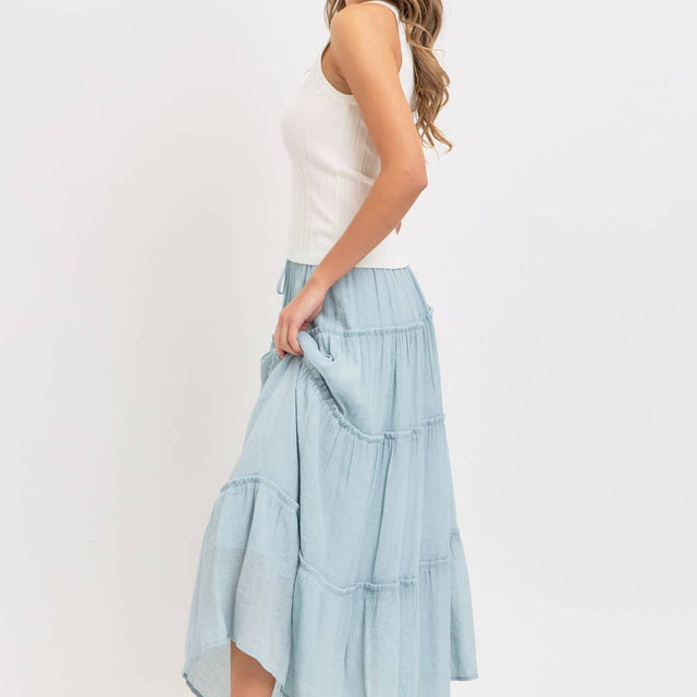 FLOWY TIERED MAXI SKIRT - La Dolce Vita Boutique