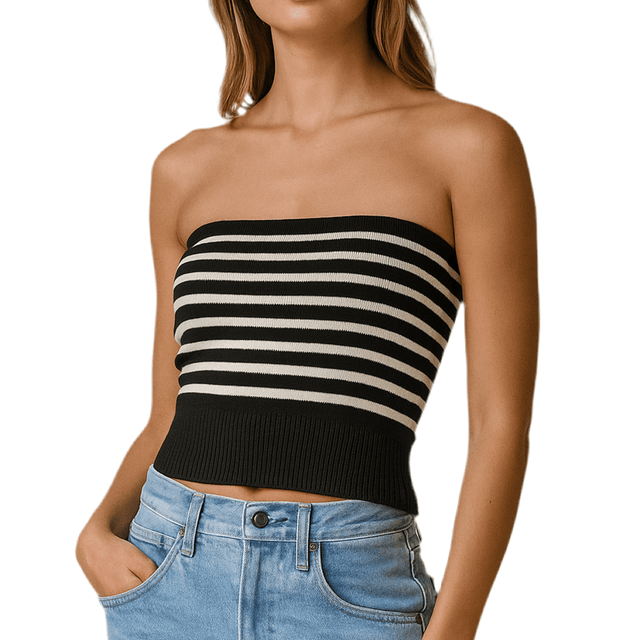 Strapless Striped Sweater Tube Top - La Dolce Vita Boutique