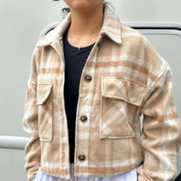 Button Down Short Plaid Jacket - La Dolce Vita Boutique