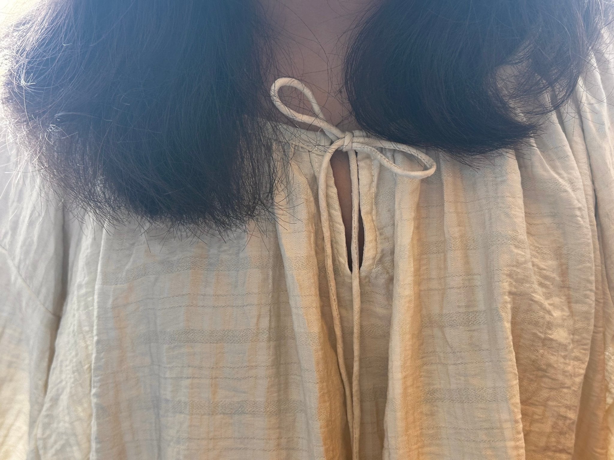 Boho Chic Natural Peasant Blouse with Balloon Sleeves - La Dolce Vita Boutique