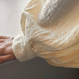 Boho Chic Natural Peasant Blouse with Balloon Sleeves - La Dolce Vita Boutique