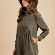 Fall for Corduroy - Mini Shirt Dress - La Dolce Vita Boutique
