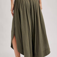 BOHEMIAN SIDE SLIT ROUNDED HEM WIDE LEG PANTS - La Dolce Vita Boutique
