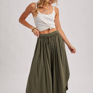 BOHEMIAN SIDE SLIT ROUNDED HEM WIDE LEG PANTS - La Dolce Vita Boutique