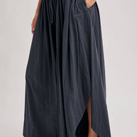 BOHEMIAN SIDE SLIT ROUNDED HEM WIDE LEG PANTS - La Dolce Vita Boutique