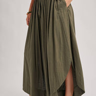 BOHEMIAN SIDE SLIT ROUNDED HEM WIDE LEG PANTS - La Dolce Vita Boutique